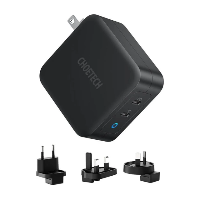 Nabíjačka Choetech PD6008 GaN 100W 2x USB-C Power Delivery, čierna