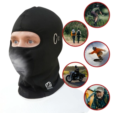 Kewig Motorcycle Balaclava Breathable and Windproof, Under Helmet for Motorcycles and Scooters, Quick-Drying, Moisture-Wicking, Antibacterial and UV Protection - Black