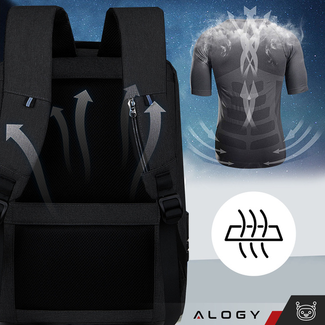 Alogy Urban Safe anti-theft backpack for 15.6" laptop with USB port large waterproof Unisex Black