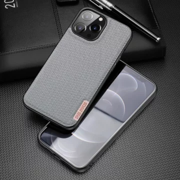 Чохол Dux Ducis Fino покритий нейлоновим матеріалом iPhone 13 Pro Max сірий