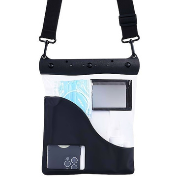 Vodotěsné pouzdro na telefon 7,2" Pouch Case Brašna s popruhem přes rameno Univerzální velké voděodolné 23x25cm černé