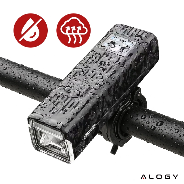 Svetlo na bicykel Predné LED predné svetlo Osvetlenie na bicykel Vodotesné IPX5 Alogy P12 Bike Light Black