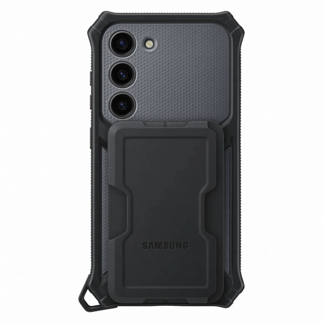 Pouzdro Samsung Rugged Gadget pro Samsung Galaxy S23 pancéřový stojánek na krycí kroužek šedý