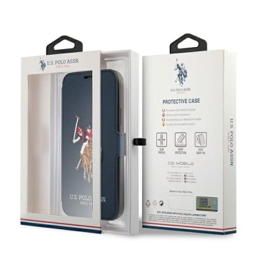 iPhone 12 Pro Max 6,7 Zoll Buch-Handyhülle aus der US Polo-Stickerei-Kollektion Marineblau/Marineblau