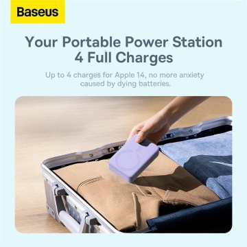 Baseus Magnetic Mini 20000 mAh 20W Powerbank - фіолетовий кабель USB-C / USB-C