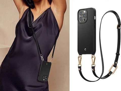 Spigen Cyrill Classic Charm Hülle mit Riemen für Apple iPhone 13 Pro Max Schwarz