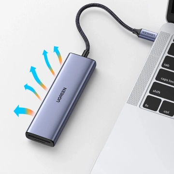 Концентратор 6 в 1 Ugreen CM511 USB-C HDMI 3xUSB-A SD TF 5 Гбіт/с 4K сірий