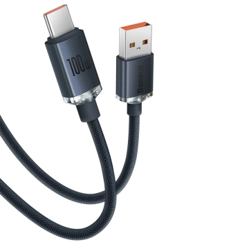 Kábel Baseus Crystal Shine Series USB kábel pre rýchle nabíjanie a prenos dát USB Typ A - USB Typ C 100W 2m čierny (CAJY000501)
