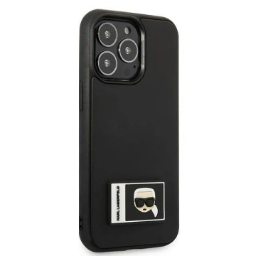 Ochranné pouzdro na telefon Karl Lagerfeld KLHCP13L3DKPK pro Apple iPhone 13 Pro / 13 6.1" černo/černé pevné pouzdro Ikonik Patch