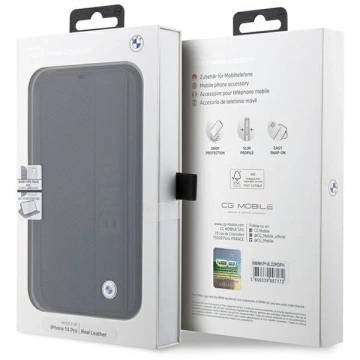 Etui BMW BMBKP14L22RDPK do Apple iPhone 14 Pro 6,1" knižnica s textúrou kože