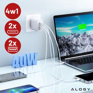Розгалужувач HUB Alogy Adapter для ноутбука з USB-C на 3x USB-A 2.0 1x USB-A 3.0 сірий