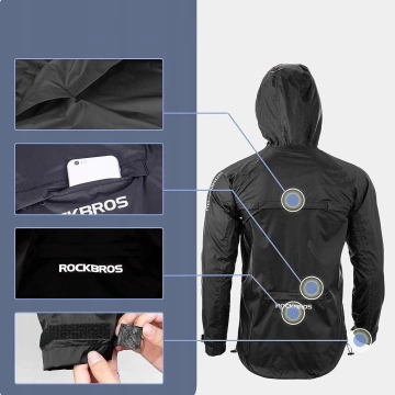 Rockbros YPY013BK4XL Breathable Windproof Rain Jacket XXXXL - Black