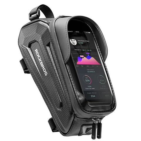 Puzdro brašna na bicykel držiak telefónu na rám RockBros B68 Black