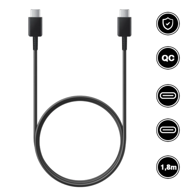 Originálny kábel Samsung USB-C na USB-C EP-DW767 na nabíjanie 1,8 m 3A 25W / 45W biely