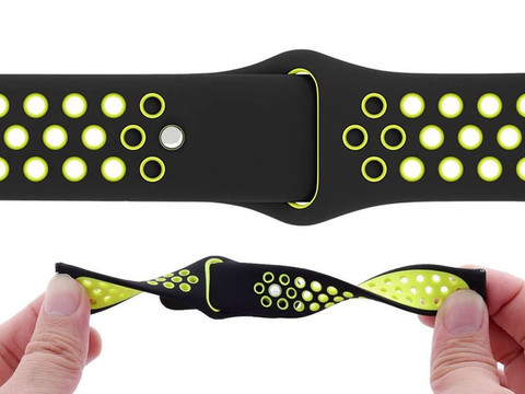 Gumowy Uniwersalny pasek sportowy Alogy soft band do smartwatcha 22mm Czarno-żółty