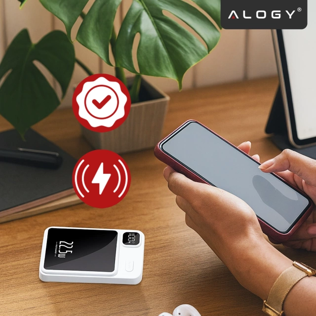 PowerBank Alogy MagCharge 22.5W PD20W PowerDelivery Fast Charging 10000mAh Wireless for MagSafe White