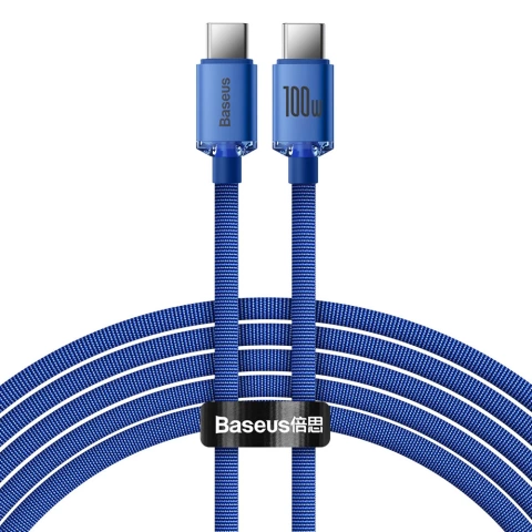 Kábel Baseus Crystal Shine Series USB kábel pre rýchle nabíjanie a prenos dát USB Typ C - USB Typ C 100W 2m modrý (CAJY000703)