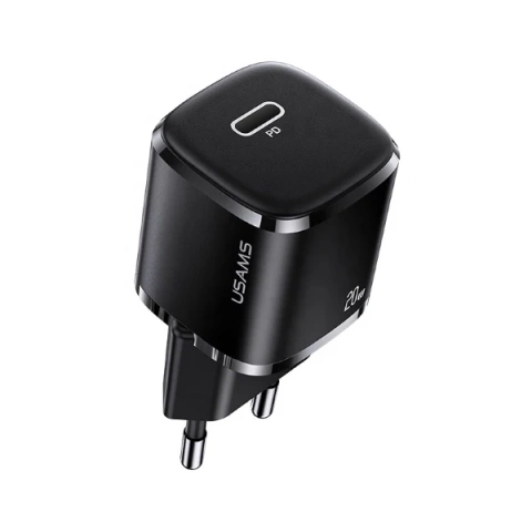 USAMS Nástěnná nabíječka 1x USB-C T36 mini 20W (pouze hlava) PD3.0 Fast Charging černá/černá CC124TC01 (US-CC124)