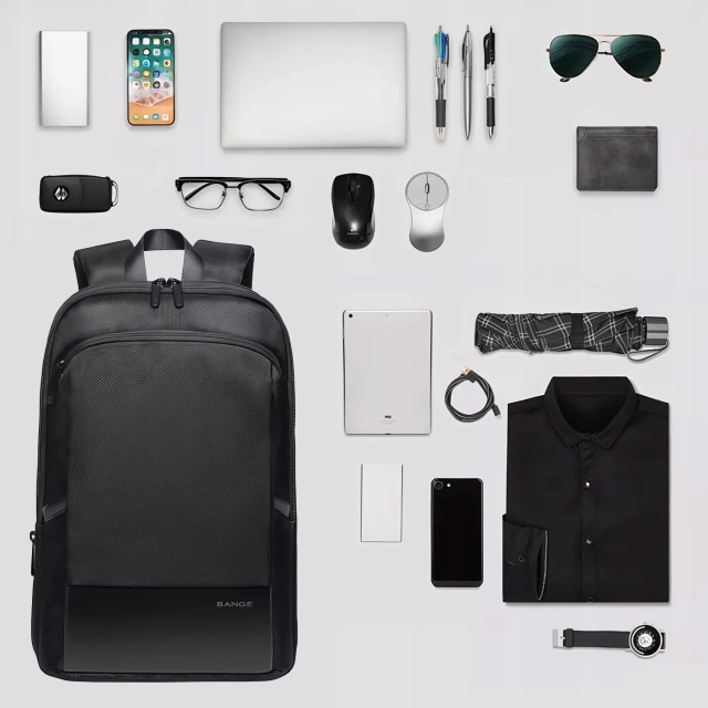 Bange Waterproof Backpack Laptop Bag 17" Travel Expandable 49x33x6 cm for Work School Airplane Men's Women's Black