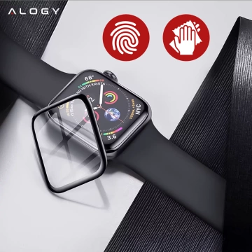 2x Гібридне скло для Apple Watch 10 42 мм Alogy 3D Glass з чорною рамкою