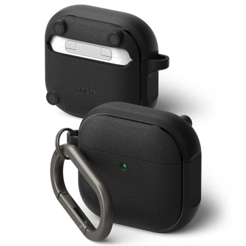 Чохол для Apple AirPods 4 з кільцем Onyx MagSafe Black, карабінчик