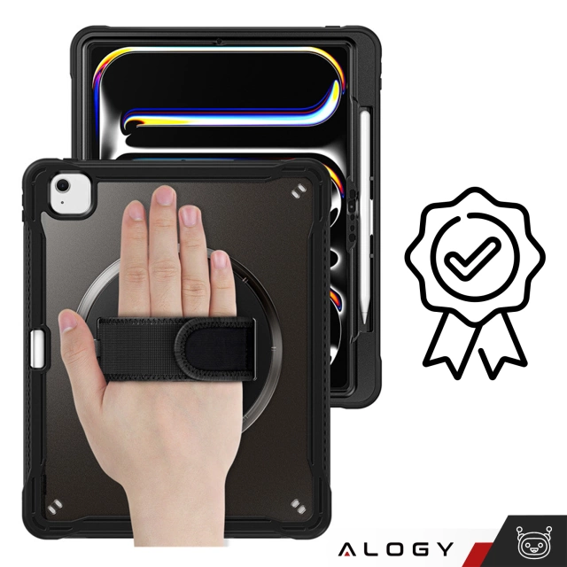 Armored Case 360 s držiakom na pero pre Apple iPad Air 11" (2024, 2025) / Air 10.9" (2020, 2022) / Pro 11 (2018) Alogy Pirate 360 Case puzdro na tablet čierne