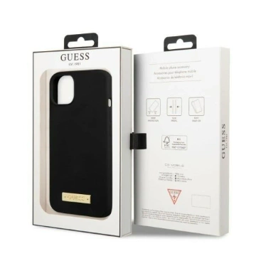 Etui Guess GUHMP13MSPLK do Apple iPhone 13 6,1" čierne/čierne pevné puzdro Silicone Logo Plate MagSafe