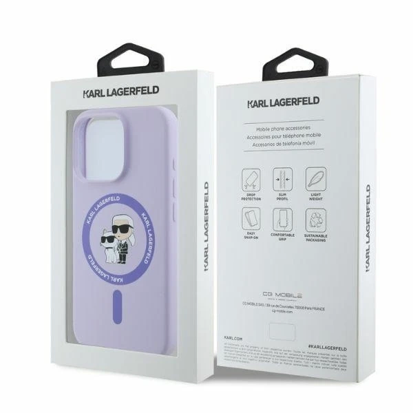 Etui Karl Lagerfeld Silicone KC Heads Ring MagSafe do iPhone 16 Pro Max Purple