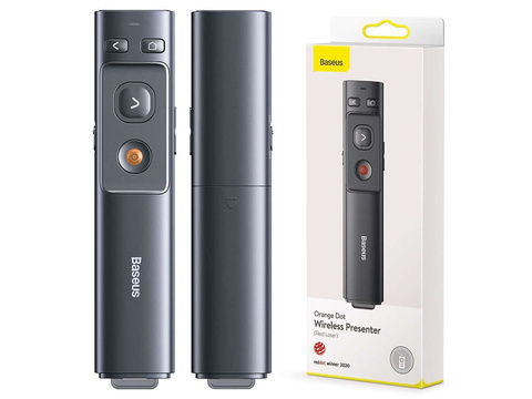 Baseus Orange Dot multifunkční dálkový ovladač s laserovým ukazovátkem Grey