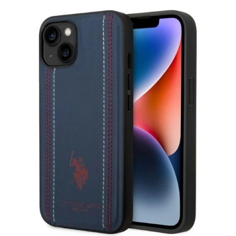 Etui na telefon US Polo Leather Stitch iPhone 14 Plus 6,7" granatowy/navy blue