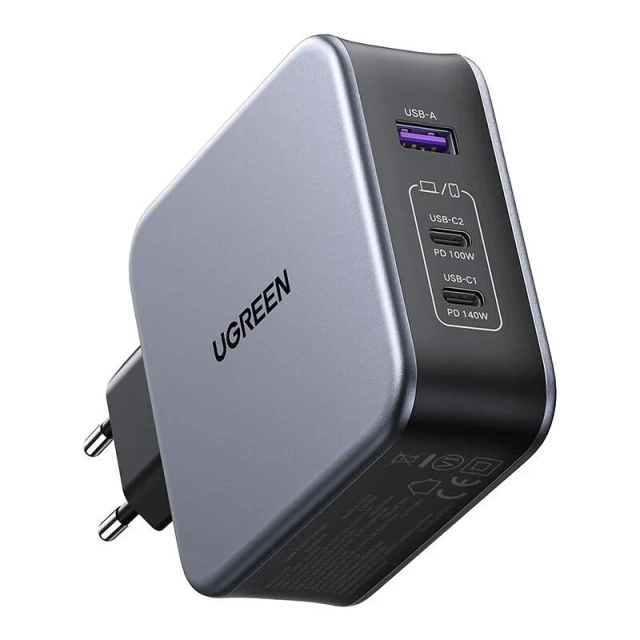 Nabíjačka do siete Ugreen Nexode 140W CD289, GaN, 2x USB-C, USB-A (čierna) s 2m káblom USB-C