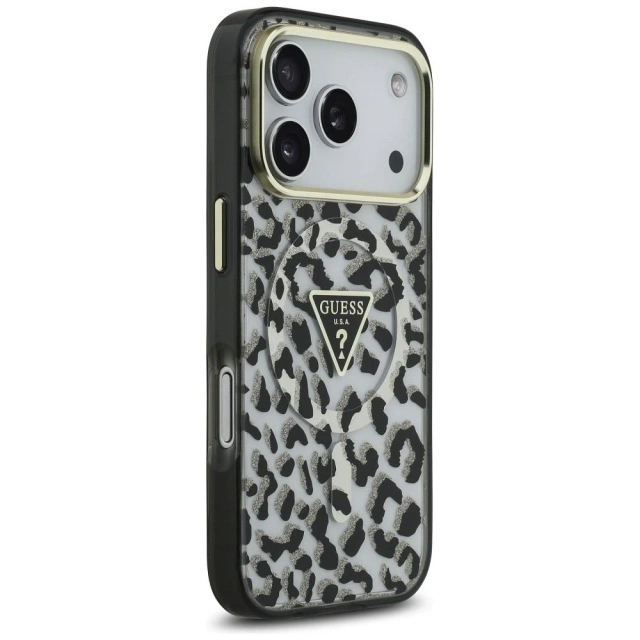Etui Guess MagSafe do iPhone 17 Pro Leopard Glitter Black