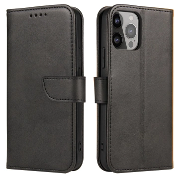 Magnet Phone Case for iPhone 13 Pro Max elegant case cover with flip cover and stand function black