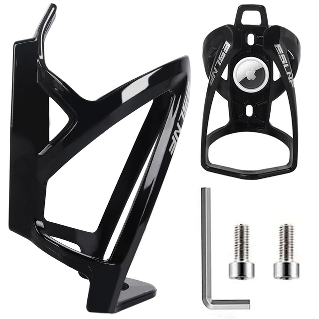 Water bottle basket, drink, water, bicycle holder, universal bottle holder, with space for an Airtag, black