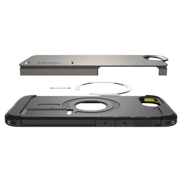 Puzdro pre iPhone 16E Spigen Tough Armor Mag MagSafe Gunmetal