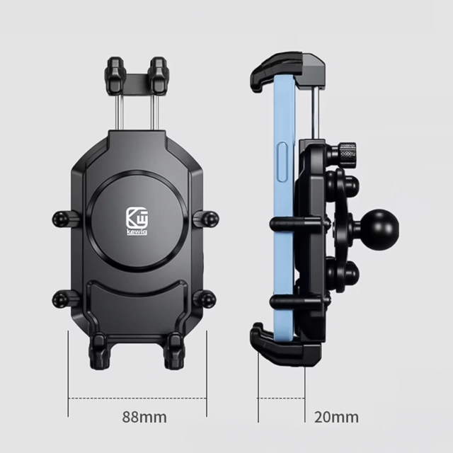 Мототримач KEWIG M11B для телефону з зарядним пристроєм QC 3.0 15W Qi Чорний