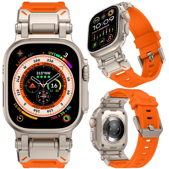 Pasek bransoleta Alogy Luxury Metal TPU Band do Apple Watch 42/44/45/49mm Orange