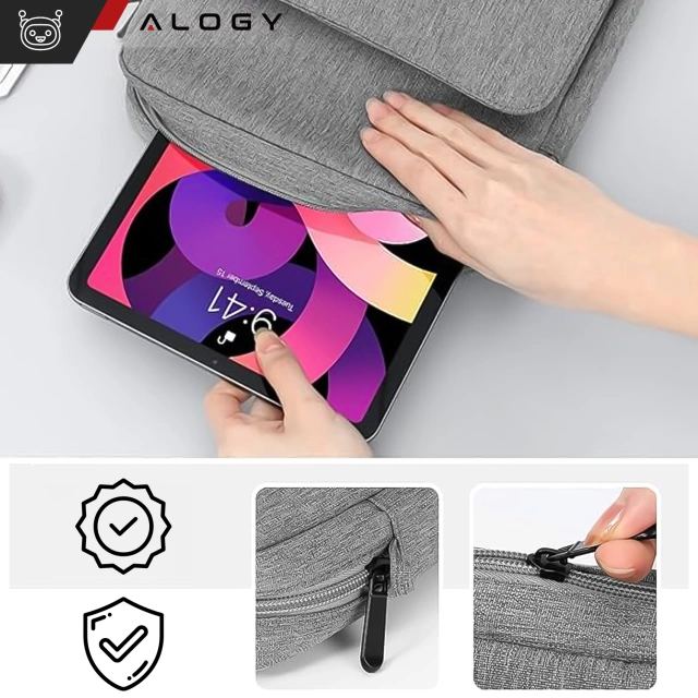 Tasche für Laptop / iPad Pro Air / Tablet 11-13 Zoll Herren Damen Unisex Schultergurt Tasche Hülle Alogy Tasche grau