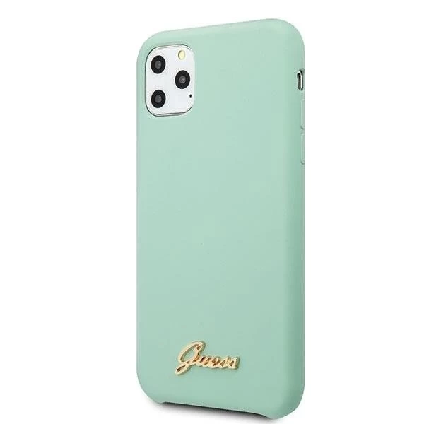 Guess GUHCN65LSLMGG iPhone 11 Pro Max zielony/зелений твердий чохол Silicone Vintage Gold Logo