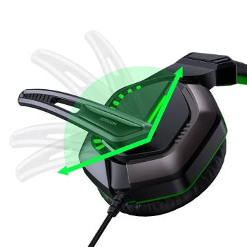 Joyroom Gaming Over-Ear Headphones 3.5mm Mini Jack with Remote and Mic for Gamers black (JR-HG1 green)