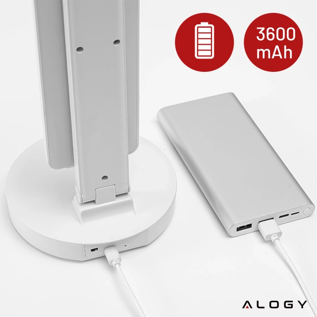 Lamp Alogy double LED desk lamp standing on the desk with a battery school draftsman White