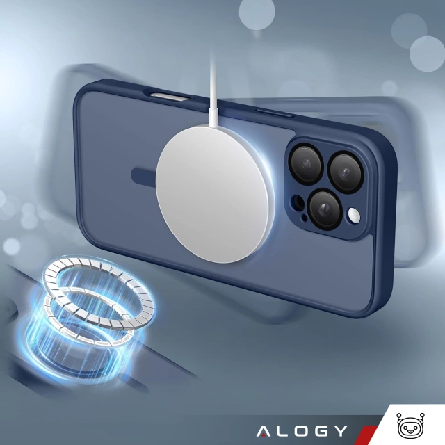 Набір гібридних скляних чохлів 3 в 1 для Apple iPhone 16 Pro, захисний чохол Hybrid MagSafe із захистом об'єктива, 2 чохли із загартованого скла Alogy, темно-синій