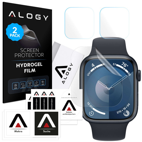 2x Alogy Hydrogel Smartwatch Schutzfolie für Apple Watch 9 45mm
