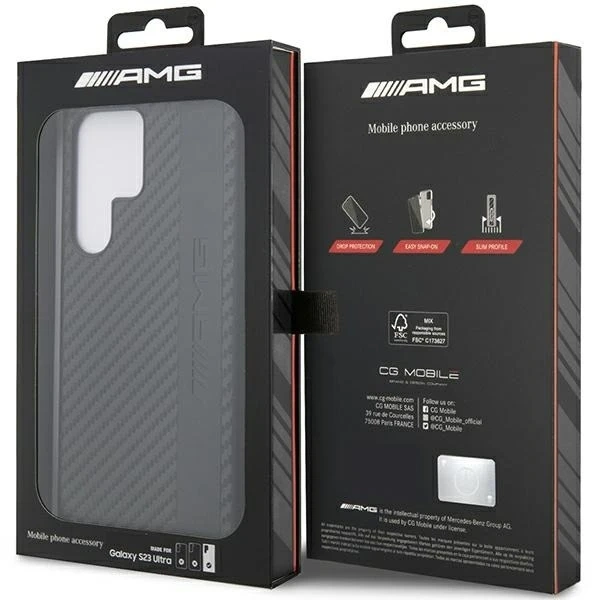 Etui AMG AMHCS23LBLSCA для Samsung Galaxy S23 Ultra S918 чорний/чорний твердий чохол Carbon Stripe