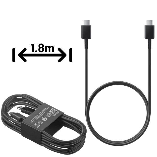 Originálny kábel Samsung USB-C na USB-C EP-DW767 na nabíjanie 1,8 m 3A 25W / 45W biely
