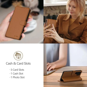 iPhone 16e Tech-Protect Wallet Case Braun mit Klappdeckel und Ständer