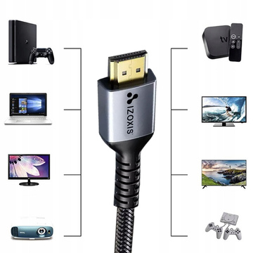 2m kabel.Nylonové opletení.Vyztužený HDMI 8K 60Hz 48Gbps 2.1 High Speed