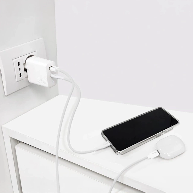 Ładowarka Puro 25W PD USB-C + USB-A Fast Charge PPS – biała