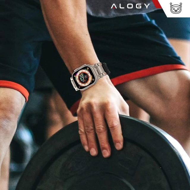 Alogy Luxusní kovový náramek TPU pásek pro Apple Watch 42/44/45/49 mm černý