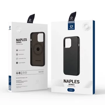 Kožený kryt Dux Ducis Naples pro iPhone 14 Pro (kompatibilní s MagSafe) tmavě hnědý